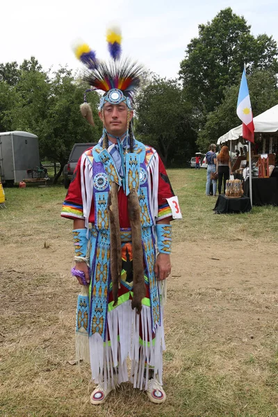 New York Července 2018 Neznámý Domorodý Američan Během Roční Thunderbird — Stock fotografie