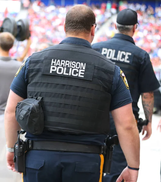 Harrison July 2018 Harrison Police Officers Provide Security Red Bull — Stock Photo, Image