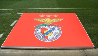 Harrison, Nj - 28 Temmuz 2018: Red Bull Stadyumu'nda Benfica logoyu daha önce Benfica rakip Juventus 2018 Uluslararası Şampiyonlar Kupası'nda maç 
