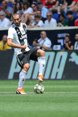 Harrison, Nj - 28 Temmuz 2018: Juventus defender ve Kaptan Giorgio Chielliniin eylem Benfica karşı 2018 sırasında uluslararası Champions Cup Turnuvası futbol maç Red Bull Stadyumu'nda