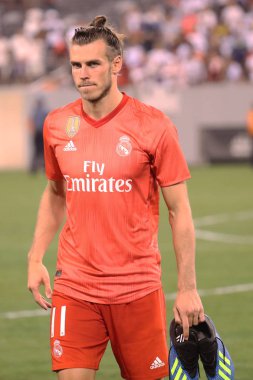 Doğu Rutherford, Nj - 7 Ağustos 2018: Gareth Bale, Real Madrid #11 Roma 2018 Uluslararası Şampiyonlar Kupası Metlife Stadyumu'nda karşı maç sonra. Real Madrid 2-1 kazandı