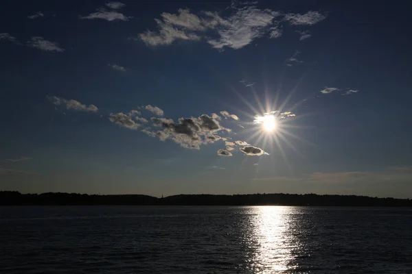 Pôr Sol New York Harbor — Fotografia de Stock