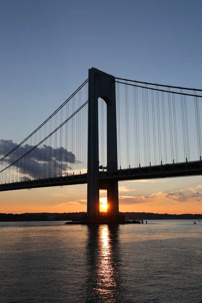 New York Ağustos 2018 New York Verrazano Köprüsü Gün Batımında — Stok fotoğraf
