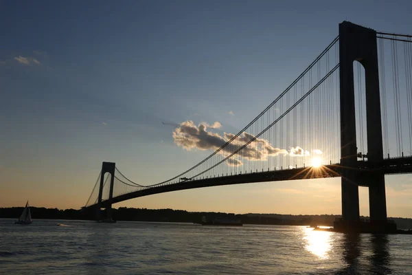 New York August 2018 Verrazano Bridge Sunset New York Verrazano — Stock Photo, Image