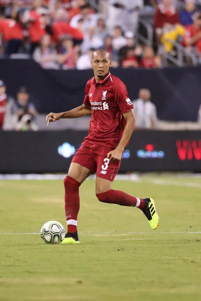 East Rutherford July 2018 Fabinho Liverpool Action Manchester City 2018 — Stock Photo, Image