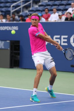 New York - 21 Ağustos 2018: Profesyonel tenis oyuncusu Alexander Zverev Almanya'nın pratik 2018 bize açık Billie Jean King Ulusal Tenis Merkezi