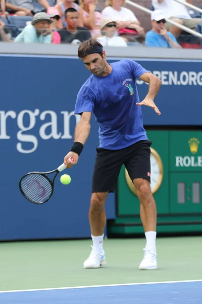 Nova Iorque Agosto 2018 Roger Federer Campeão Grand Slam Suíça — Fotografia de Stock