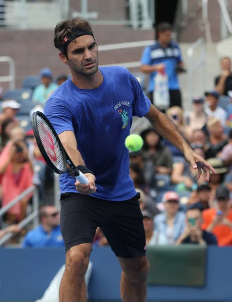 Nova Iorque Agosto 2018 Roger Federer Campeão Grand Slam Suíça — Fotografia de Stock