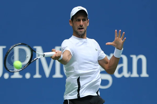 Nova Iorque Agosto 2018 Campeão Grand Slam Vezes Novak Djokovic — Fotografia de Stock