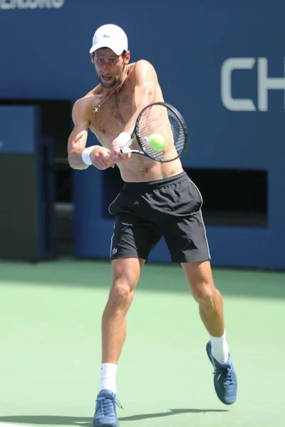 Nueva York Agosto 2018 Novak Djokovic Veces Campeón Del Grand —  Fotos de Stock