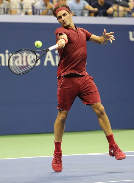 Nova Iorque Agosto 2018 Campeão Grand Slam Roger Federer Suíça — Fotografia de Stock