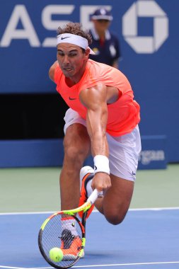 New York - 2 Eylül 2018: 17-zaman Grand Slam şampiyonu İspanya Rafael Nadal Billie Jean King Ulusal tenis merkezi 16 maç sırasında onun 2018 bize açık başında