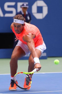 New York - 2 Eylül 2018: 17-zaman Grand Slam şampiyonu İspanya Rafael Nadal Billie Jean King Ulusal tenis merkezi 16 maç sırasında onun 2018 bize açık başında