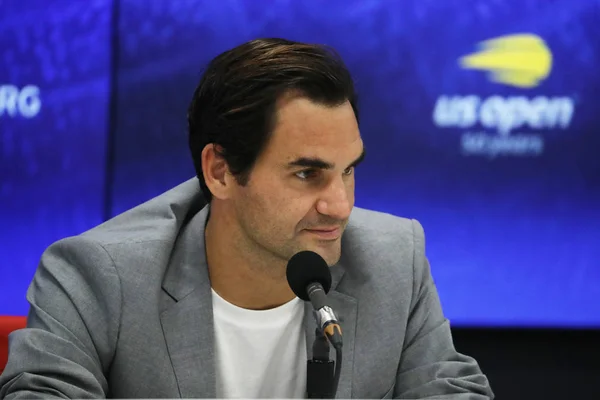 Nova Iorque Agosto 2018 Campeão Grand Slam Roger Federer Suíça — Fotografia de Stock