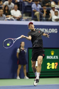 New York - 5 Eylül 2018: Eylem sırasında onun 2018 bize açık çeyrek final maçını Billie Jean King Ulusal tenis merkezi profesyonel tenis oyuncusu John Millman, Avustralya