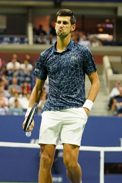 Nova Iorque Setembro 2018 Vezes Campeão Grand Slam Novak Djokovic — Fotografia de Stock