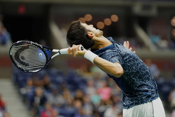 Nova Iorque Setembro 2018 Vezes Campeão Grand Slam Novak Djokovic — Fotografia de Stock