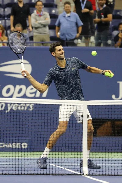 Nova Iorque Setembro 2018 Vezes Campeão Grand Slam Novak Djokovic — Fotografia de Stock