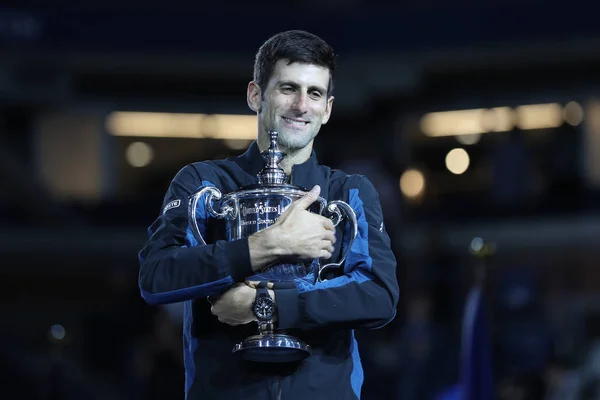 Nova Iorque Setembro 2018 2018 Open Champion Novak Djokovic Serbia — Fotografia de Stock
