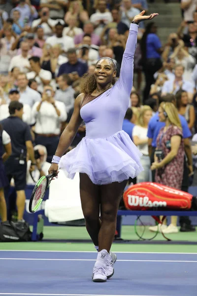 Nova Iorque Setembro 2018 Campeã Grand Slam Serena Williams Celebra — Fotografia de Stock