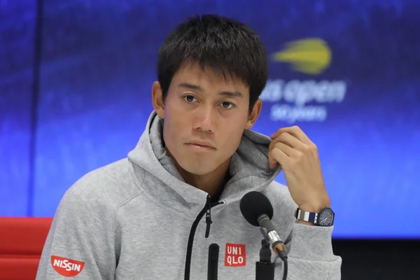 New York September 2018 Tennisspelare Kei Nishikori Japan Presskonferensen Efter — Stockfoto