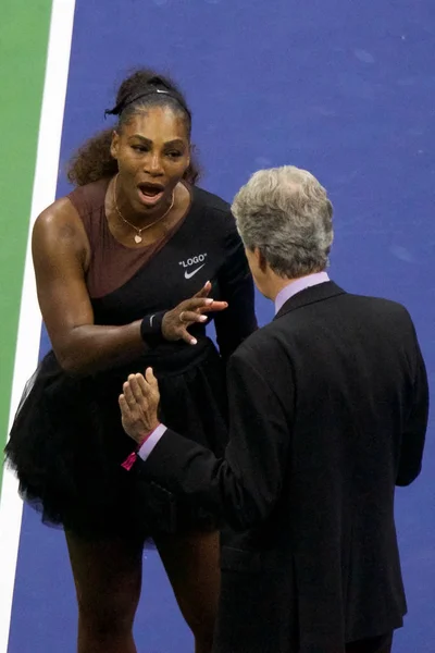 Nova Iorque Setembro 2018 Campeã Grand Slam Serena Williams Argumenta — Fotografia de Stock