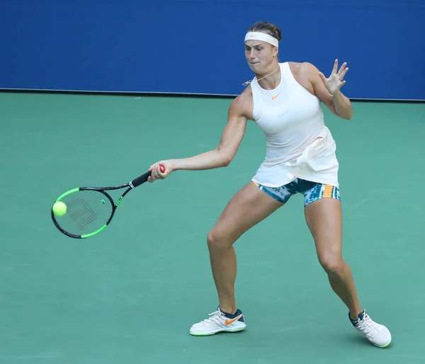 New York September 2018 Professionele Tennisspeelster Aryna Sabalenka Van Wit — Stockfoto