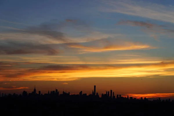 New York City Skyline Panorama Sunset — Stock Photo, Image