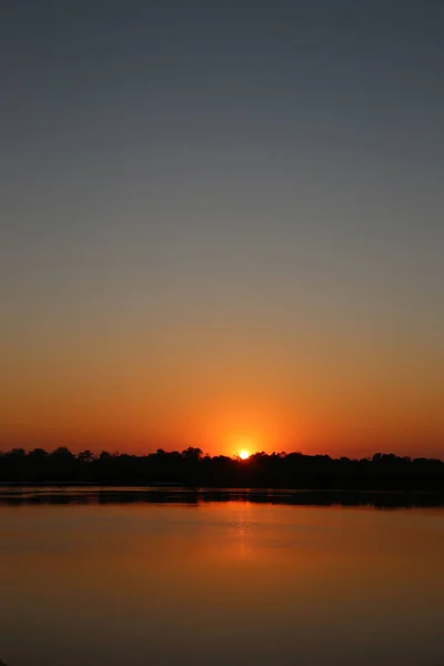 Salida Del Sol Sobre Río Zambezi — Foto de Stock