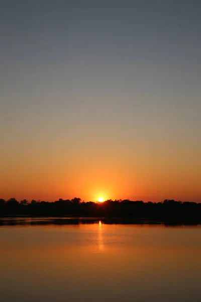 Salida Del Sol Sobre Río Zambezi — Foto de Stock