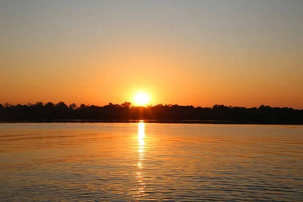 Salida Del Sol Sobre Río Zambezi — Foto de Stock