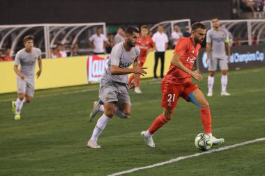 East Rutherford, Nj - 7 Ağustos 2018: Borja Belediye Başkanlığı, Real Madrid #21 karşı Roma 2018 Uluslararası Şampiyonlar Kupası'nda Metlife Stadı'nda maç. Real Madrid 2-1 kazandı