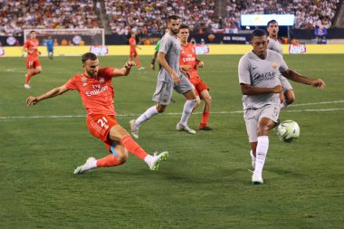 East Rutherford, Nj - 7 Ağustos 2018: Borja Belediye Başkanlığı, Real Madrid #21 karşı Roma 2018 Uluslararası Şampiyonlar Kupası'nda Metlife Stadı'nda maç. Real Madrid 2-1 kazandı