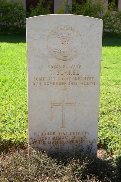 Beersheba Israel September 2018 Gravestone Fallen Soldier Beersheba War Cemetery — Stock Photo, Image