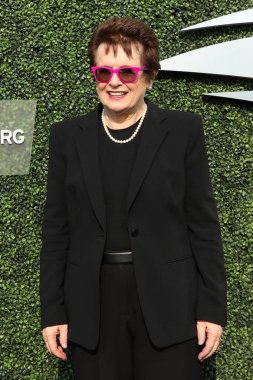 New York - 27 Ağustos 2018: 39-zaman Grand Slam şampiyonu Billie Jean King mavi halı 2018 önce bize açık açılış gecesi töreni Usta Ulusal Tenis Merkezi 