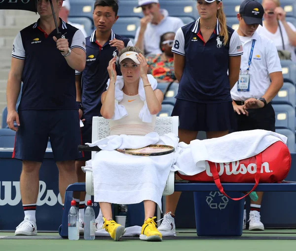 ニューヨーク 2018 プロのテニス プレーヤーのウクライナにエリナ Svitolina 2018 で彼女の最初のラウンドの試合中にアクションで私たちはビリー ビリージーンキングナショナル テニス センターにオープンします — ストック写真