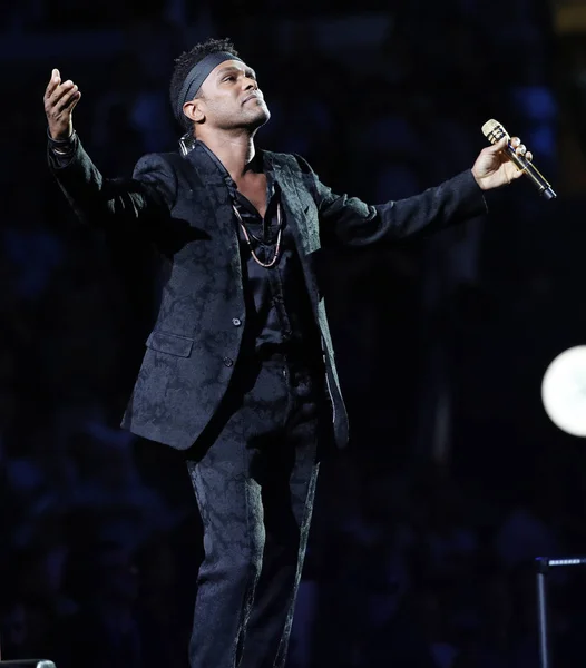 New York Agosto 2018 Maxwell Canta Inno Nazionale Alla Cerimonia — Foto Stock