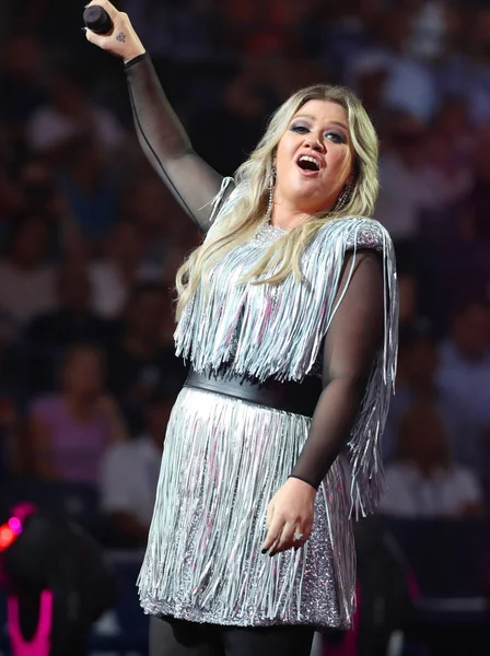 New York Augusti 2018 Grammy Award Vinnande Superstar Kelly Clarkson — Stockfoto