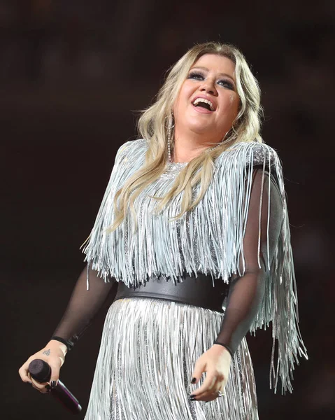 New York Augusti 2018 Grammy Award Vinnande Superstar Kelly Clarkson — Stockfoto