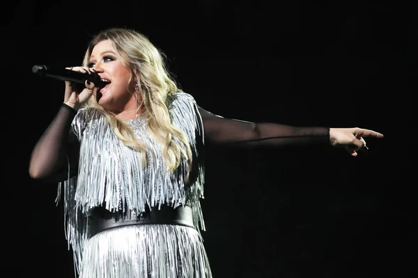 Nova Iorque Agosto 2018 Prêmio Grammy Superstar Kelly Clarkson Canta — Fotografia de Stock