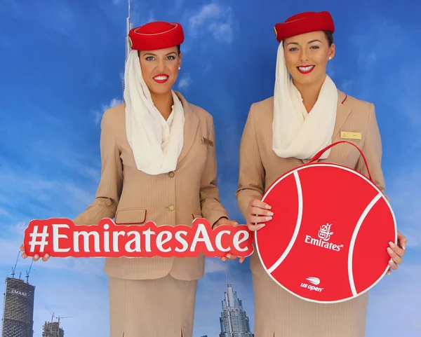 New York September 2018 Emirates Airlines Flugbegleiter Stand Der Emirates — Stockfoto
