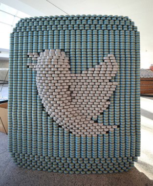 UNIONDALE, NEW YORK - OCTOBER 30, 2018: Food sculpture presented at 12th Annual Long Island Canstruction competition in Uniondale. Teams build large scale sculptures out of canned food for food drive  clipart