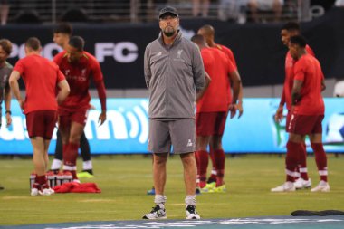 Doğu Rutherford, Nj - 25 Temmuz 2018: Liverpool Fc Yöneticisi Jürgen Klopp 2018 sırasında Manchester City karşı maçtan önce Metlife Stadyumu'nda Uluslararası Champions Cup oyunu