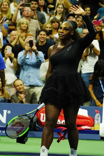 Nova Iorque Agosto 2018 Campeã Grand Slam Serena Williams Celebra — Fotografia de Stock