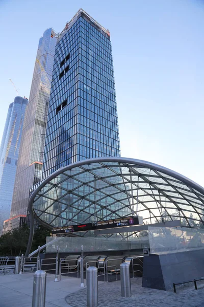 New York Oktober 2018 Street Hudson Yards Bahnstation Eingang Manhattan — Stockfoto