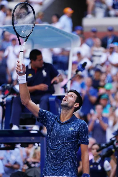 New York September 2018 Tiden Grand Slam Mästare Novak Djokovic — Stockfoto