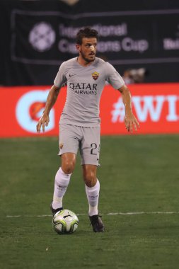 East Rutherford, Nj - 7 Ağustos 2018: Alessandro Florenzi A.S. Roma # 24 eylem sırasında 2018 Uluslararası Şampiyonlar Kupası maç Real Madrid rakip Roma Metlife Stadyumu'nda.