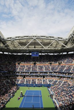 New York - 1 Eylül 2018: Arthur Ashe Stadyumu Billie Jean King Ulusal Tenis Merkezi New York'ta 2018 US Open turnuvası sırasında