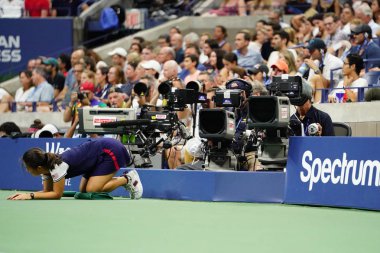 New York - 3 Eylül 2018: Espn Tv ekibi 2018, Billie Jean King Ulusal Tenis Merkezi New York'ta bize açık