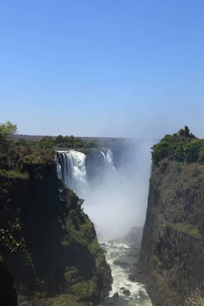 Victoria Falls Zimbabwe Yan Görünümden Zemin — Stok fotoğraf